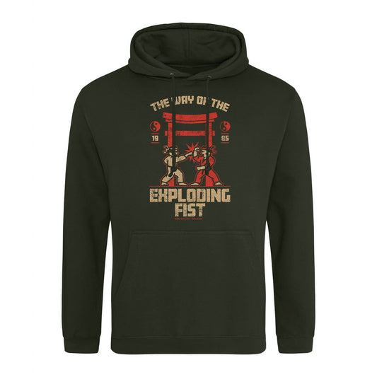 The Way Of The Exploding Fist Retro Gaming Hoodie Hoodie Seven Squared Small 36" Chest Combat Green 