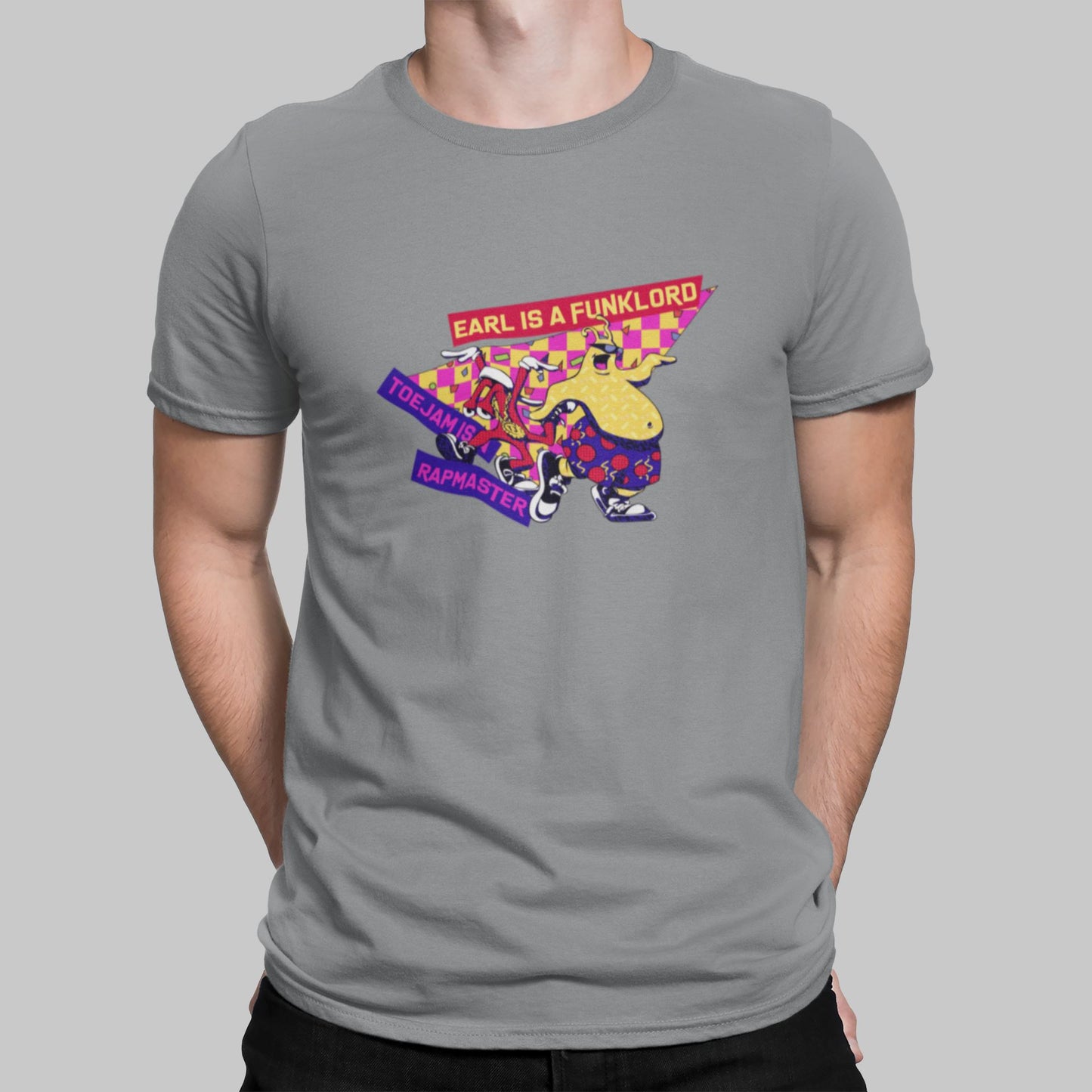 ToeJam & Earl Retro Gaming T-Shirt T-Shirt Seven Squared Small 34-36" Sport Grey 