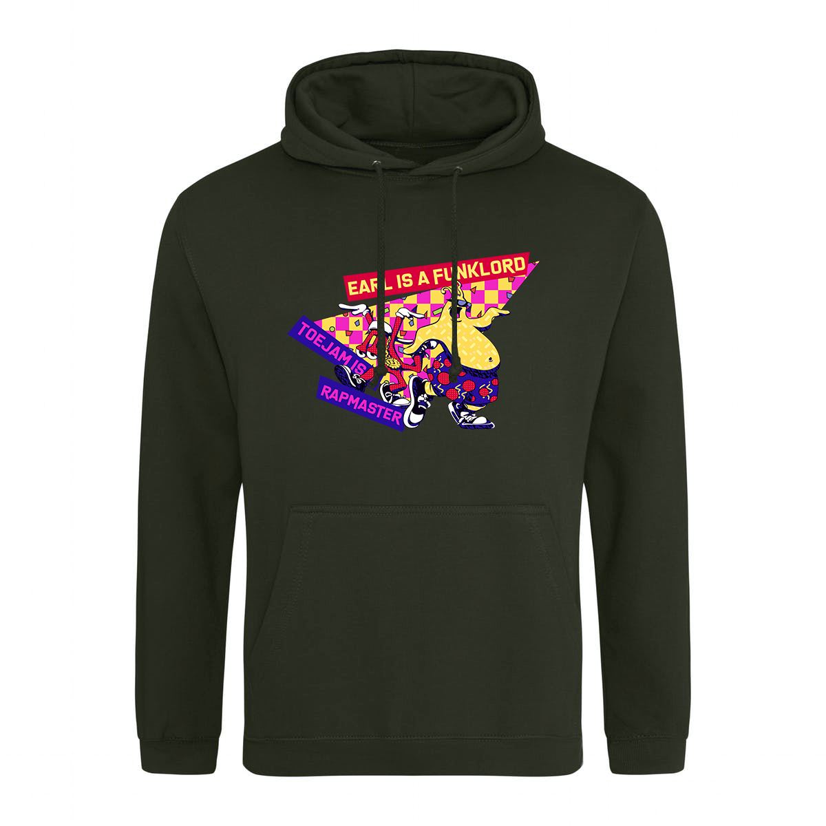 ToeJam & Earl Retro Gaming Hoodie Hoodie Seven Squared Small 36" Chest Combat Green 