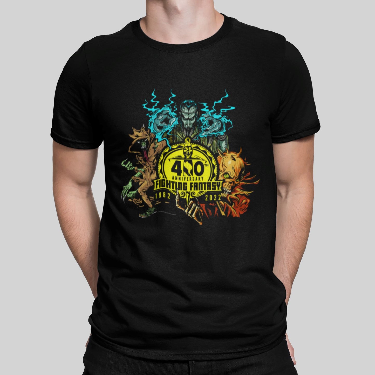 Fighting Fantasy 40th Anniversary | Retro Gaming T-Shirt T-Shirt Seven Squared Small 34-36" Black 