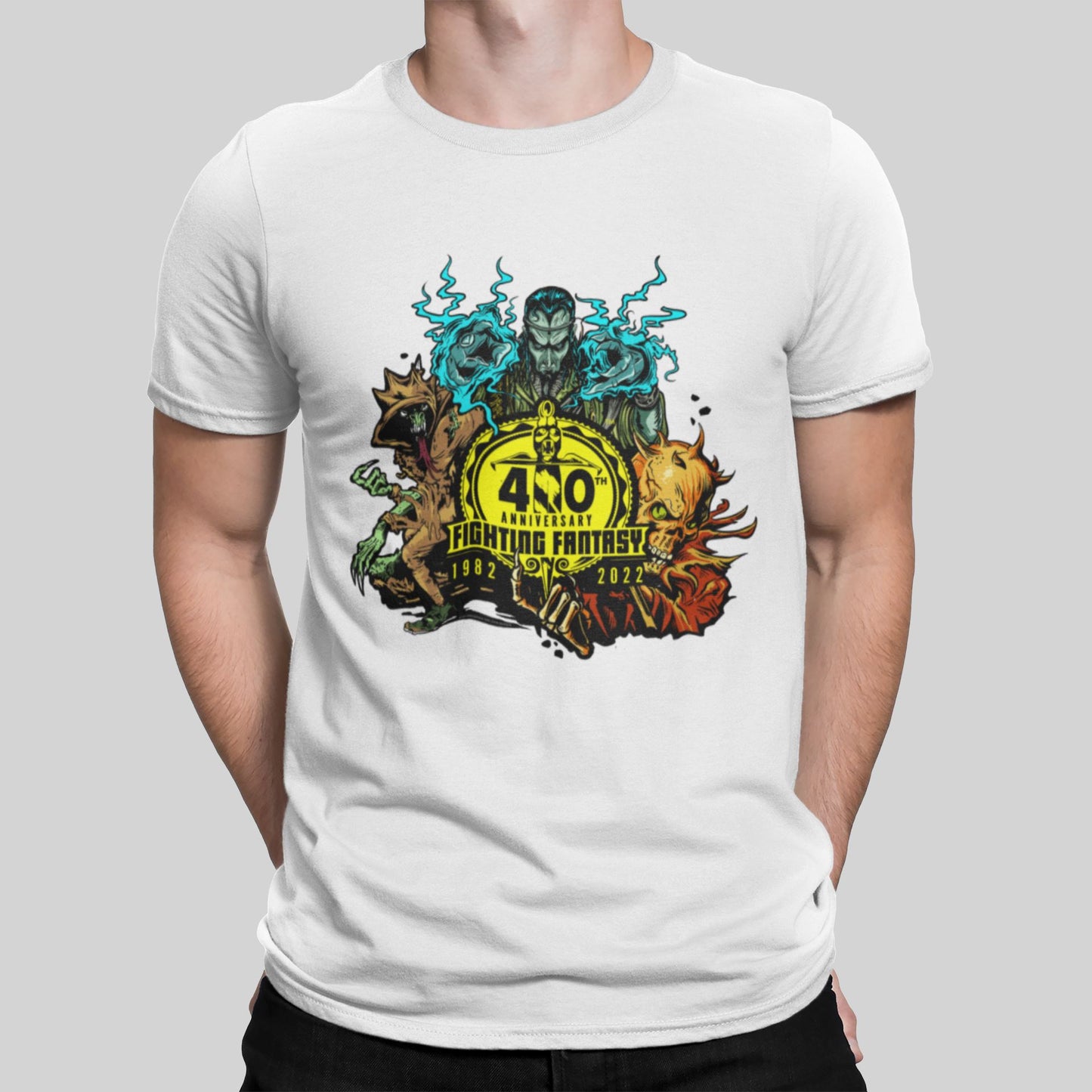 Fighting Fantasy 40th Anniversary | Retro Gaming T-Shirt T-Shirt Seven Squared Small 34-36" White 