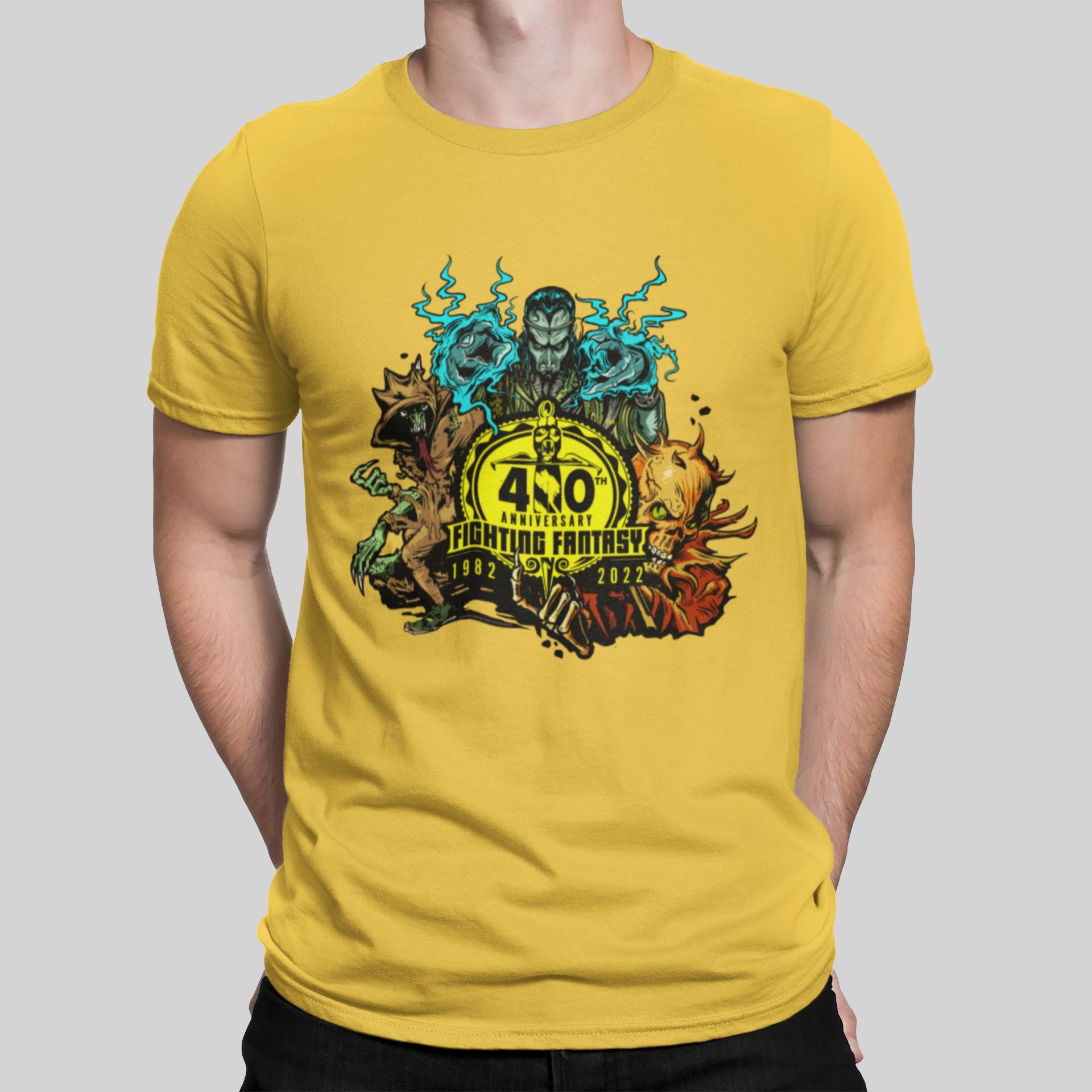 Fighting Fantasy 40th Anniversary | Retro Gaming T-Shirt T-Shirt Seven Squared Small 34-36" Yellow 