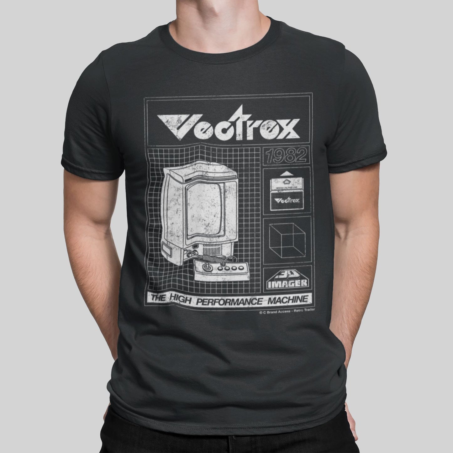 Vectrex Retro Gaming T-Shirt T-Shirt Seven Squared Small 34-36" Black 