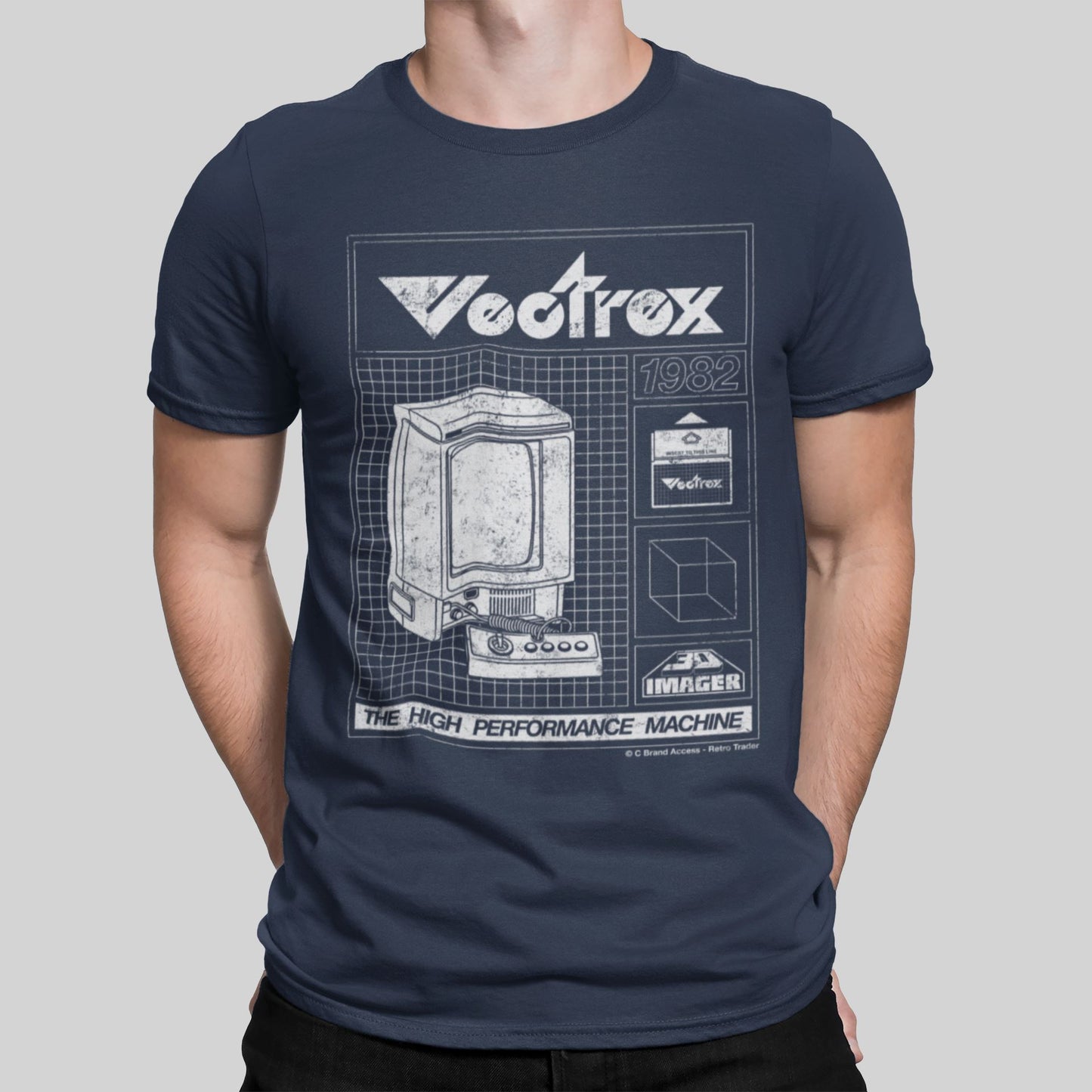 Vectrex Retro Gaming T-Shirt T-Shirt Seven Squared Small 34-36" Navy 
