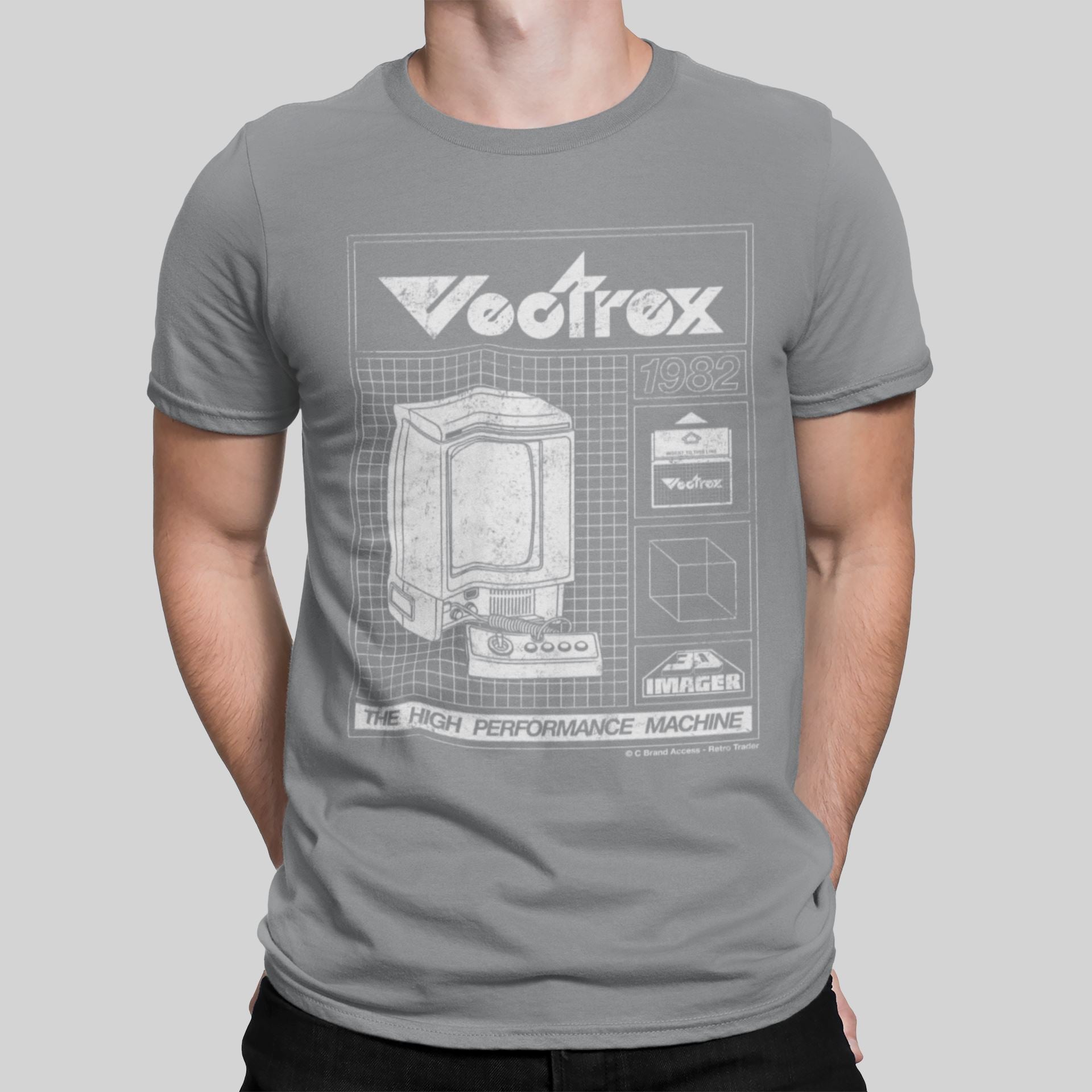 Vectrex Retro Gaming T-Shirt T-Shirt Seven Squared Small 34-36" Sport Grey 