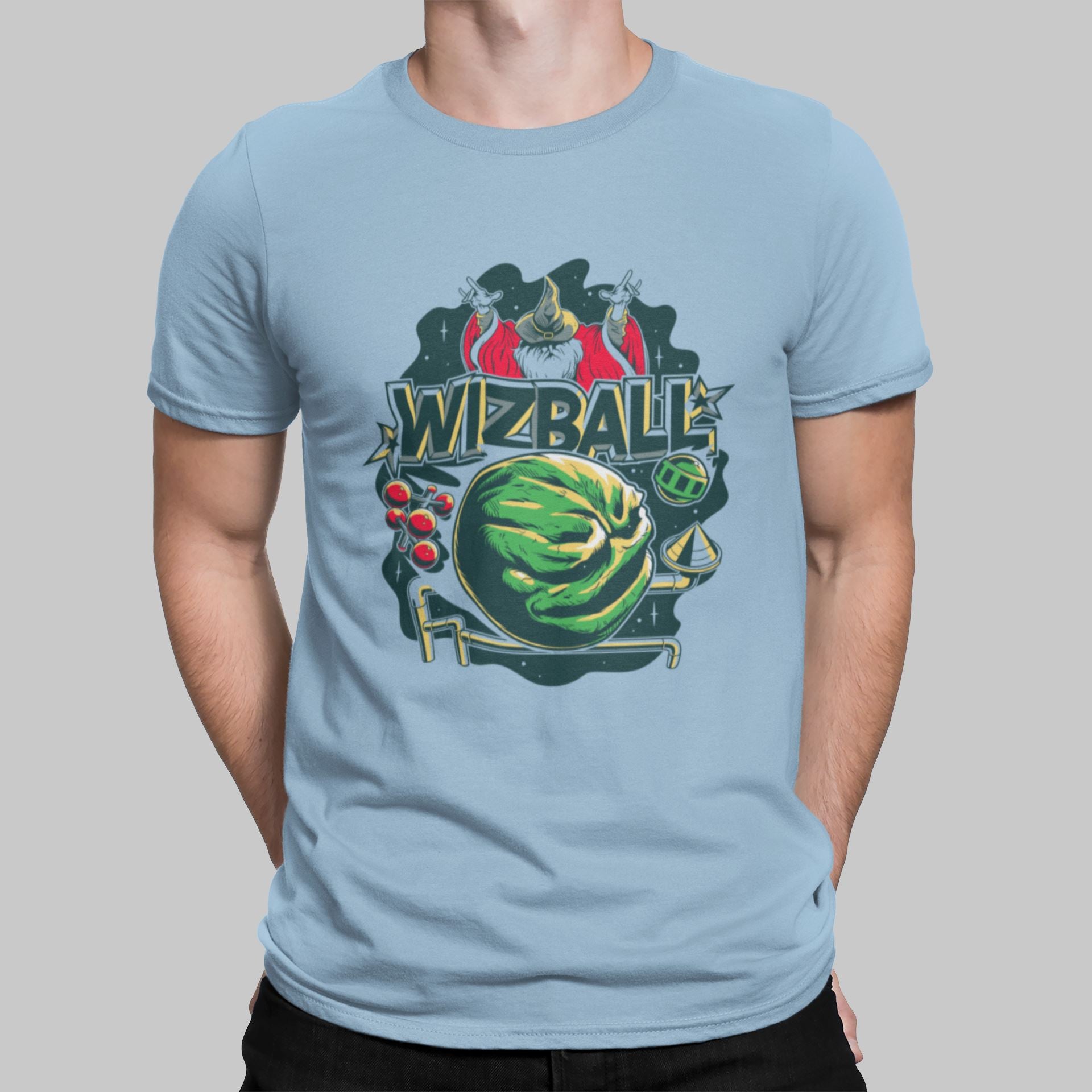Wizball Retro Gaming T-Shirt T-Shirt Seven Squared Small 34-36" Light Blue 