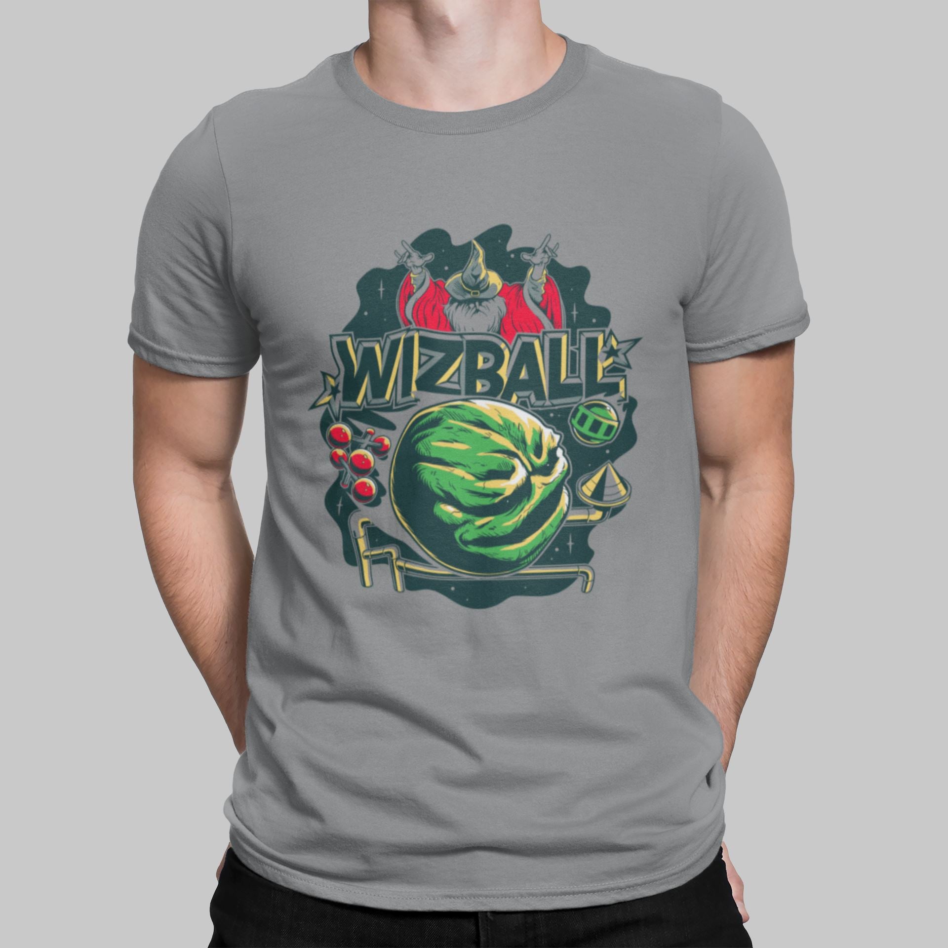 Wizball Retro Gaming T-Shirt T-Shirt Seven Squared Small 34-36" Sport Grey 