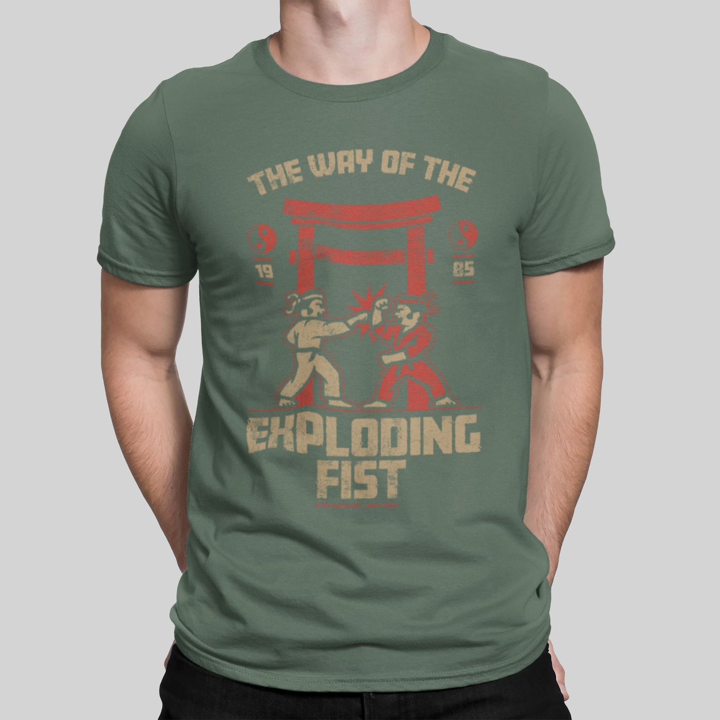 Way Of The Exploding Fist Retro Gaming T-Shirt T-Shirt Seven Squared Small 34-36" Military Green 