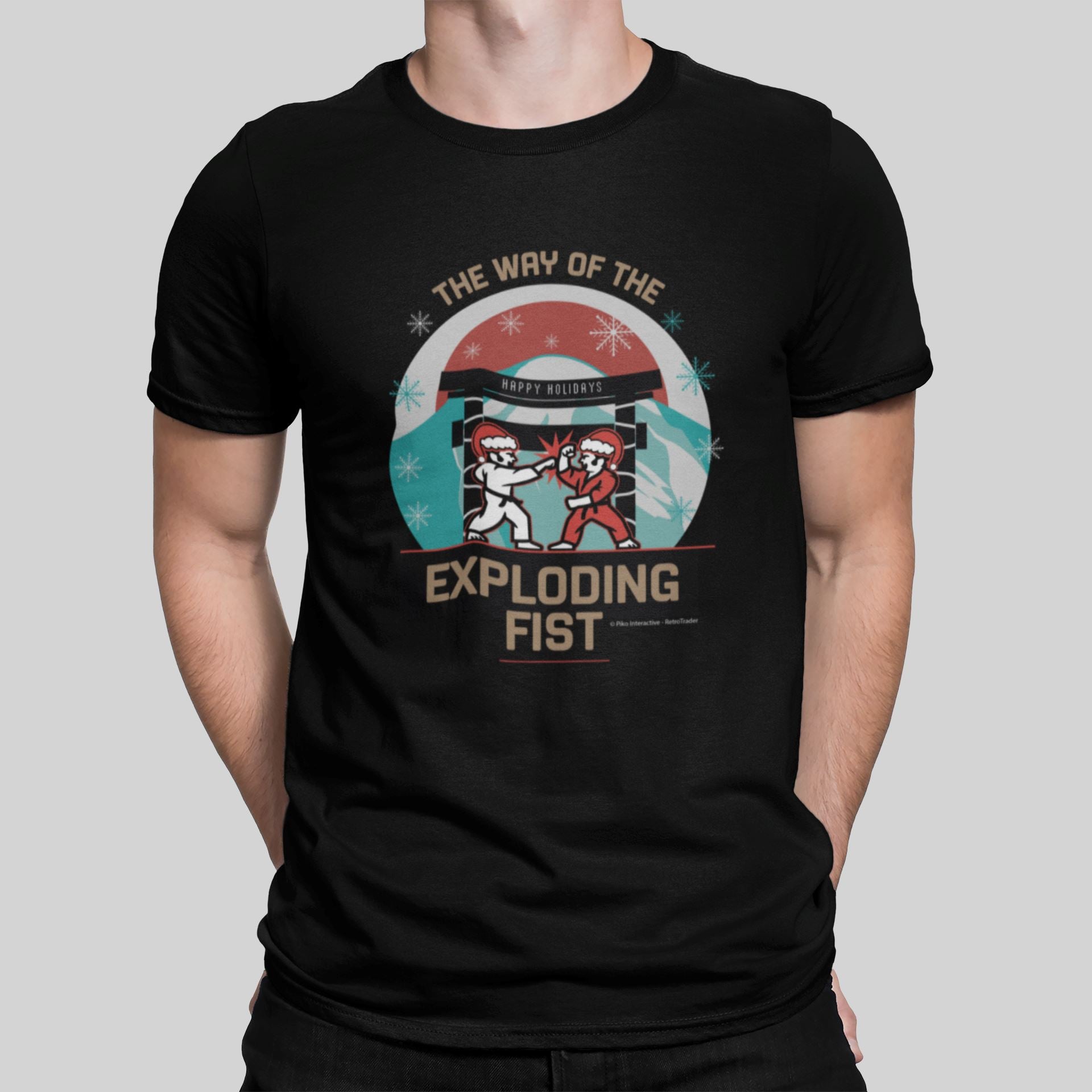 Way Of The Exploding Fist Christmas Ltd Edition Retro Gaming T-Shirt T-Shirt Seven Squared Small 34-36" Black 