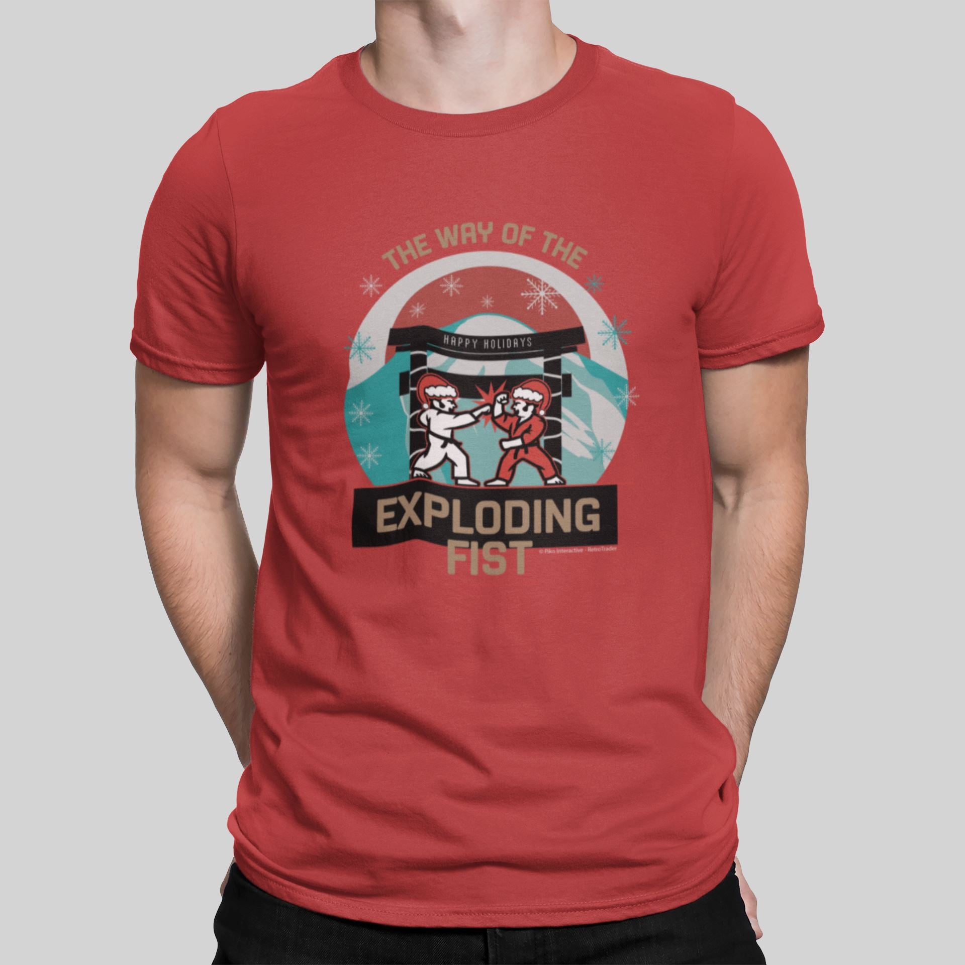 Way Of The Exploding Fist Christmas Ltd Edition Retro Gaming T-Shirt T-Shirt Seven Squared Small 34-36" Red 