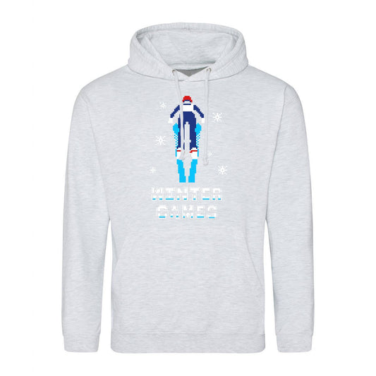 Winter Games Retro Gaming Hoodie Hoodie Seven Squared Small 36" Chest Ash 