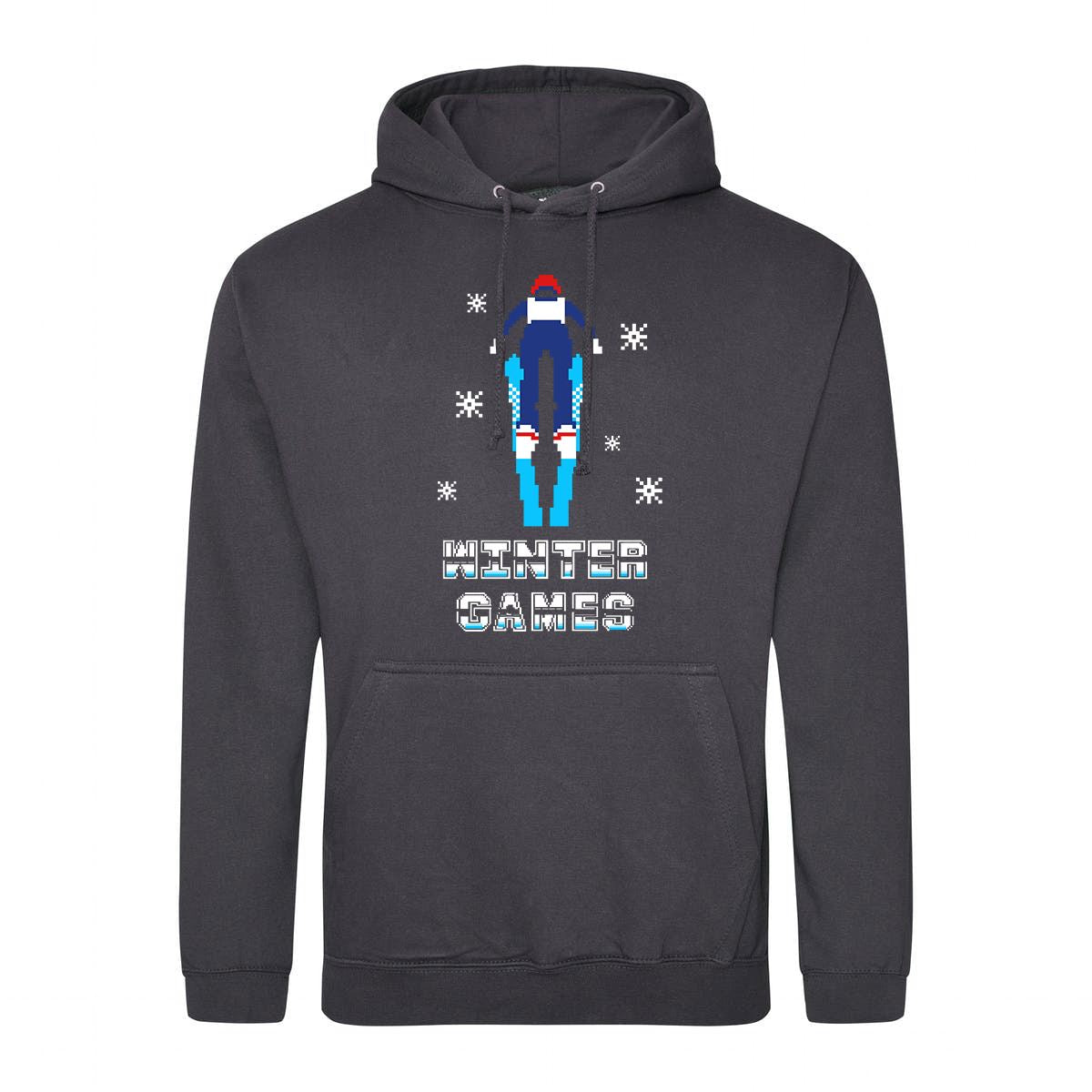 Winter Games Retro Gaming Hoodie Hoodie Seven Squared Small 36" Chest Storm Grey 