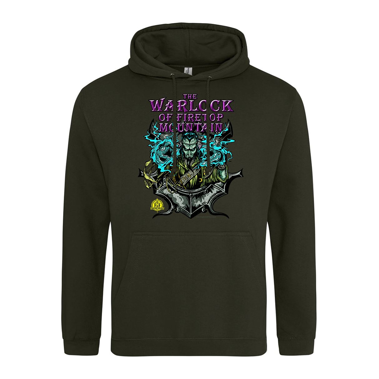 Fighting Fantasy Warlock of Firetop Mountain Retro Gaming Hoodie Hoodie Seven Squared Small 36" Chest Combat Green 