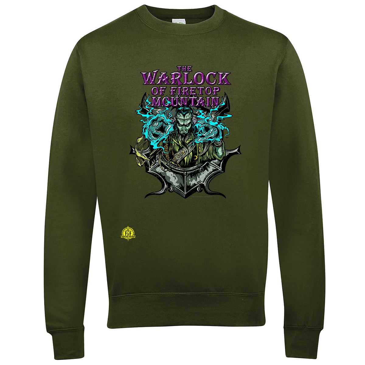 Fighting Fantasy Warlock Of Firetop Mountain | Retro Gaming Sweatshirt Sweatshirt Seven Squared Small Olive Green 