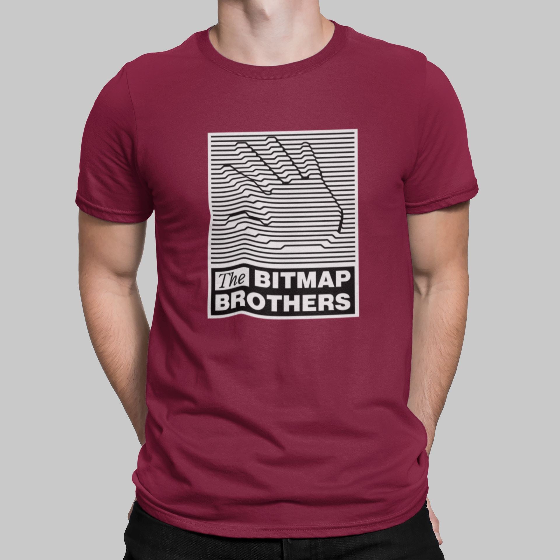 Bitmap Brothers Retro Gaming T-Shirt T-Shirt Seven Squared Small 34-36" Cardinal Red 