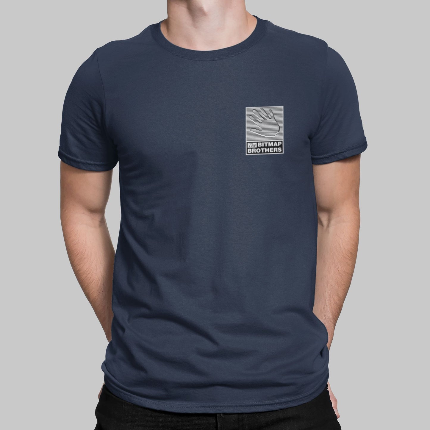 Bitmap Brothers Pocket Print Retro Gaming T-Shirt T-Shirt Seven Squared Small 34-36" Navy 