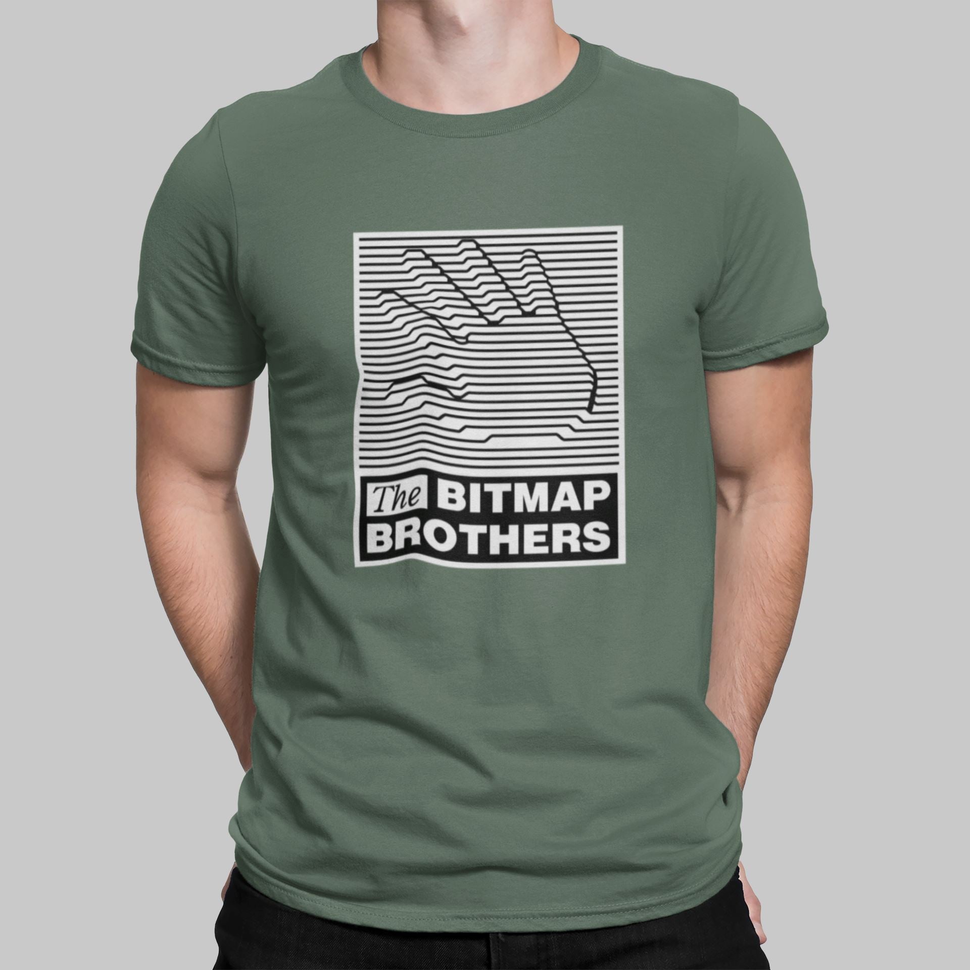 Bitmap Brothers Retro Gaming T-Shirt T-Shirt Seven Squared Small 34-36" Military Green 